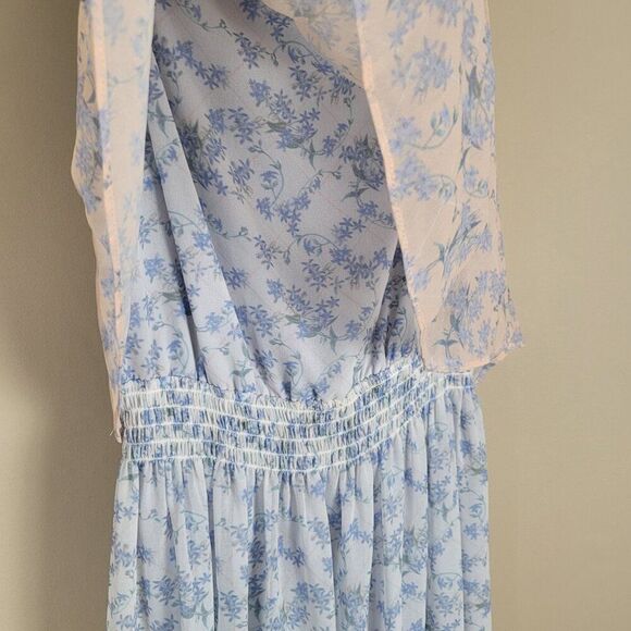 Erin Fetherston Maxi Floral Dress Spaghetti Straps Ruffle Ivory Multi Size 4 - Picture 9 of 16